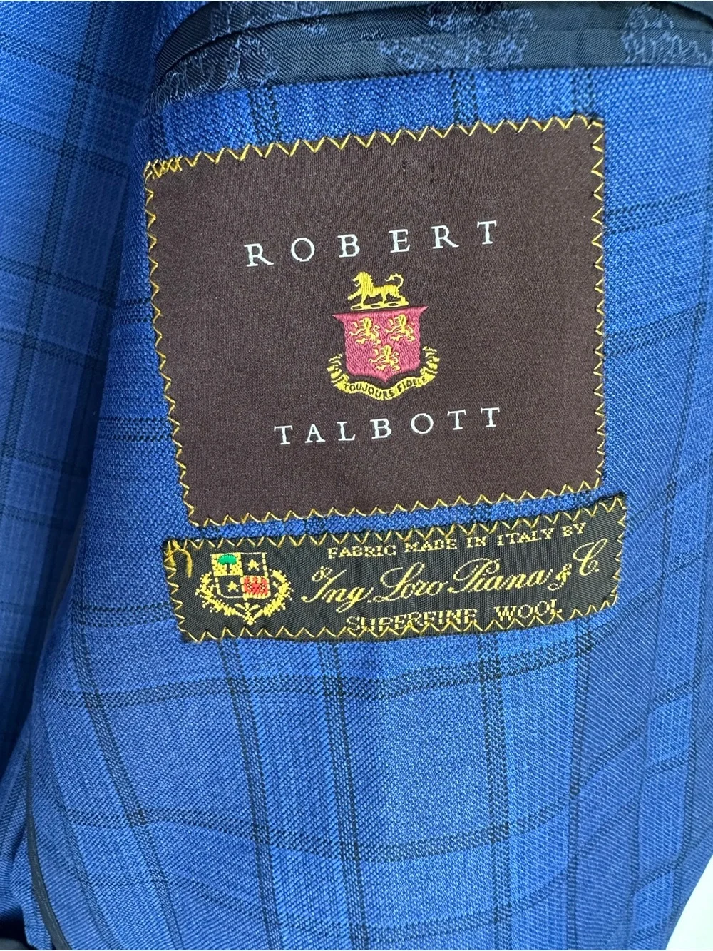 Robert Talbott Carmel Loro piana Wool blazer‎ blue plaid 46T s130 Sport Coat